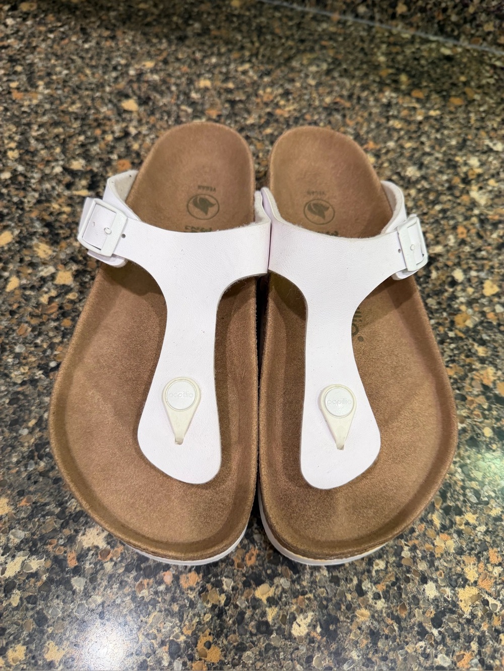 Papillio White T-strap Cork Footbed Sandals vegan 37